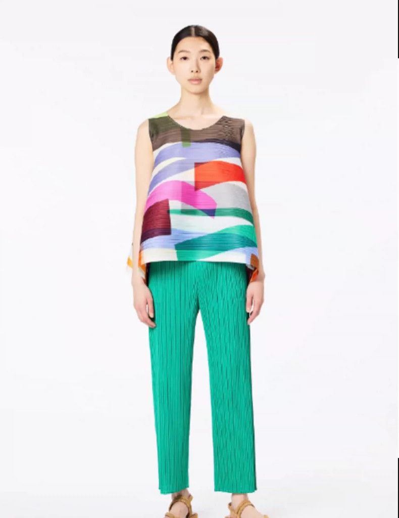 Issey Miyake Issey Miyake JK714 Striped Sleeveless Top - dmc Size US M / EU 48-50 / 2 - 2 Thumbnail