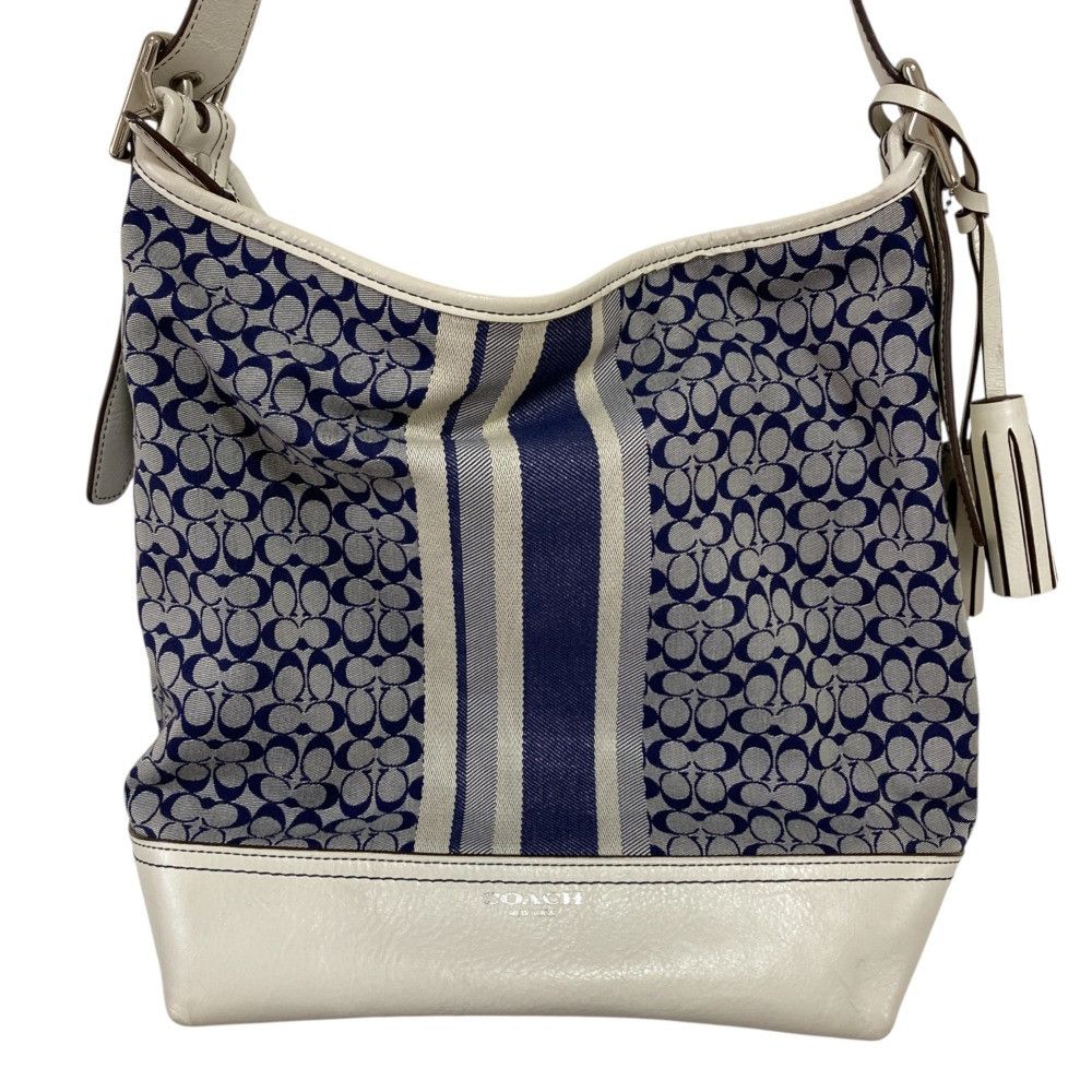 Coach Coach Coach Legacy Signature Stripe Canvas Leather Shoulder Bag Canvas Shoulder Bag 19918 DUTY FREE for USA Size ONE SIZE - 2 Thumbnail