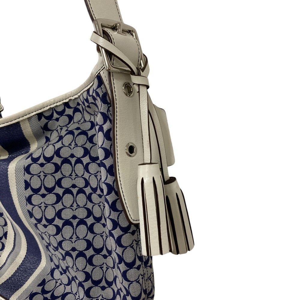 Coach Coach Coach Legacy Signature Stripe Canvas Leather Shoulder Bag Canvas Shoulder Bag 19918 DUTY FREE for USA Size ONE SIZE - 4 Thumbnail