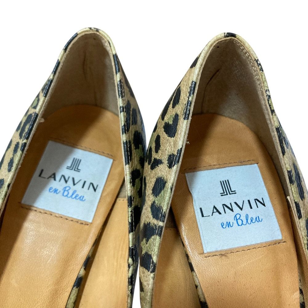 Lanvin LANVIN en Bleu Leopard Pumps Leather Shoes DUTY FREE for USA