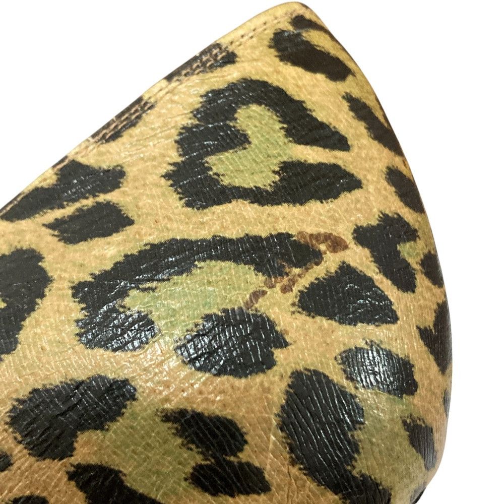 Lanvin LANVIN en Bleu Leopard Pumps Leather Shoes DUTY FREE for USA