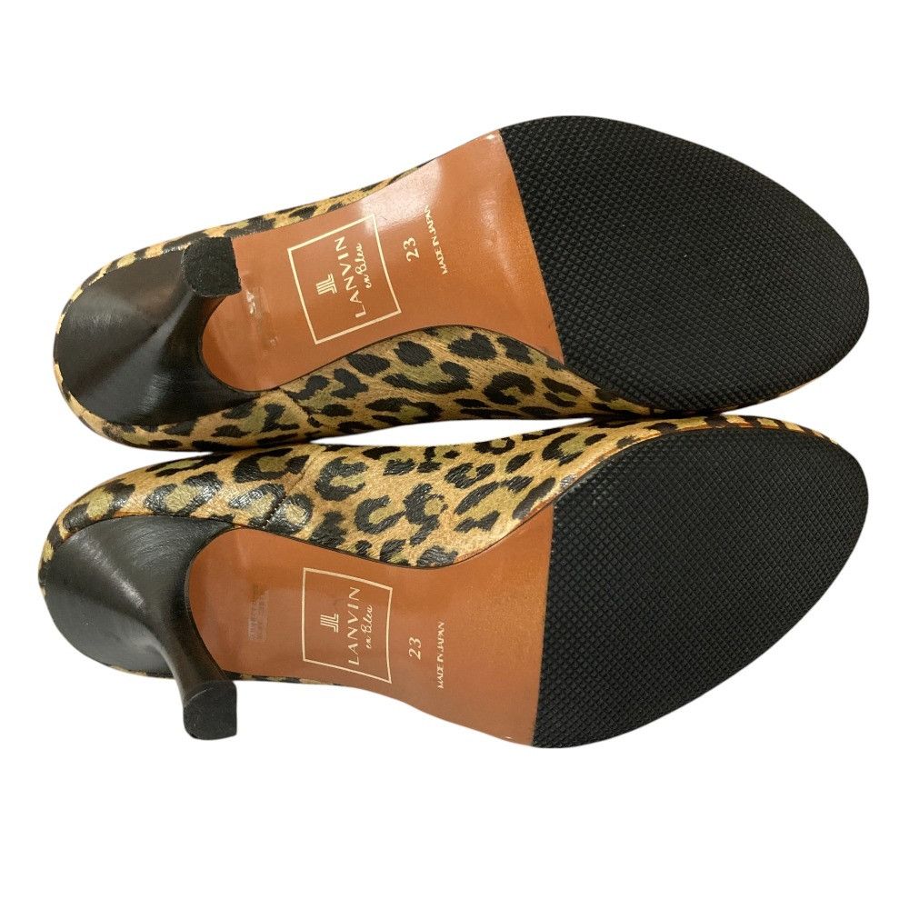 Lanvin LANVIN en Bleu Leopard Pumps Leather Shoes DUTY FREE for USA