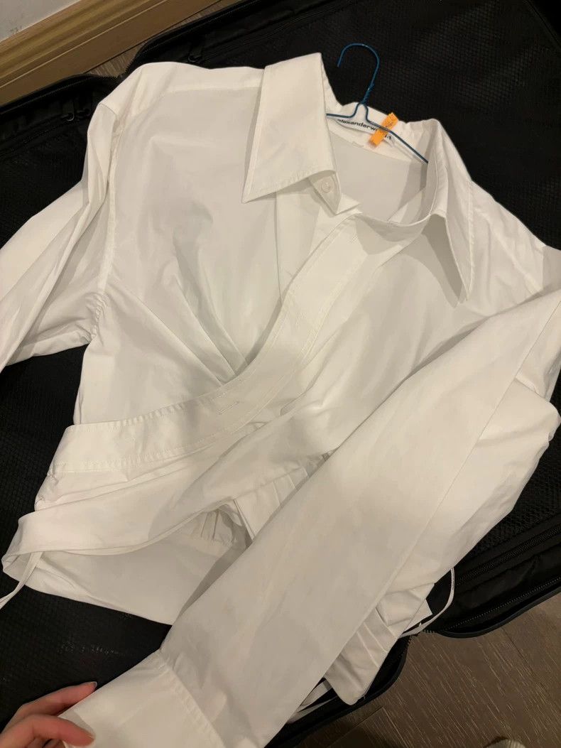 Alexander Wang Alexander Wang White Cropped Wrap Shirt Size XS / US 0-2 / IT 36-38 - 2 Thumbnail