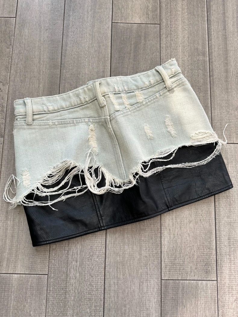 Alexander Wang Alexander Wang Denim Leather Patchwork Skirt Size 26" / US 2 / IT 38 - 2 Thumbnail