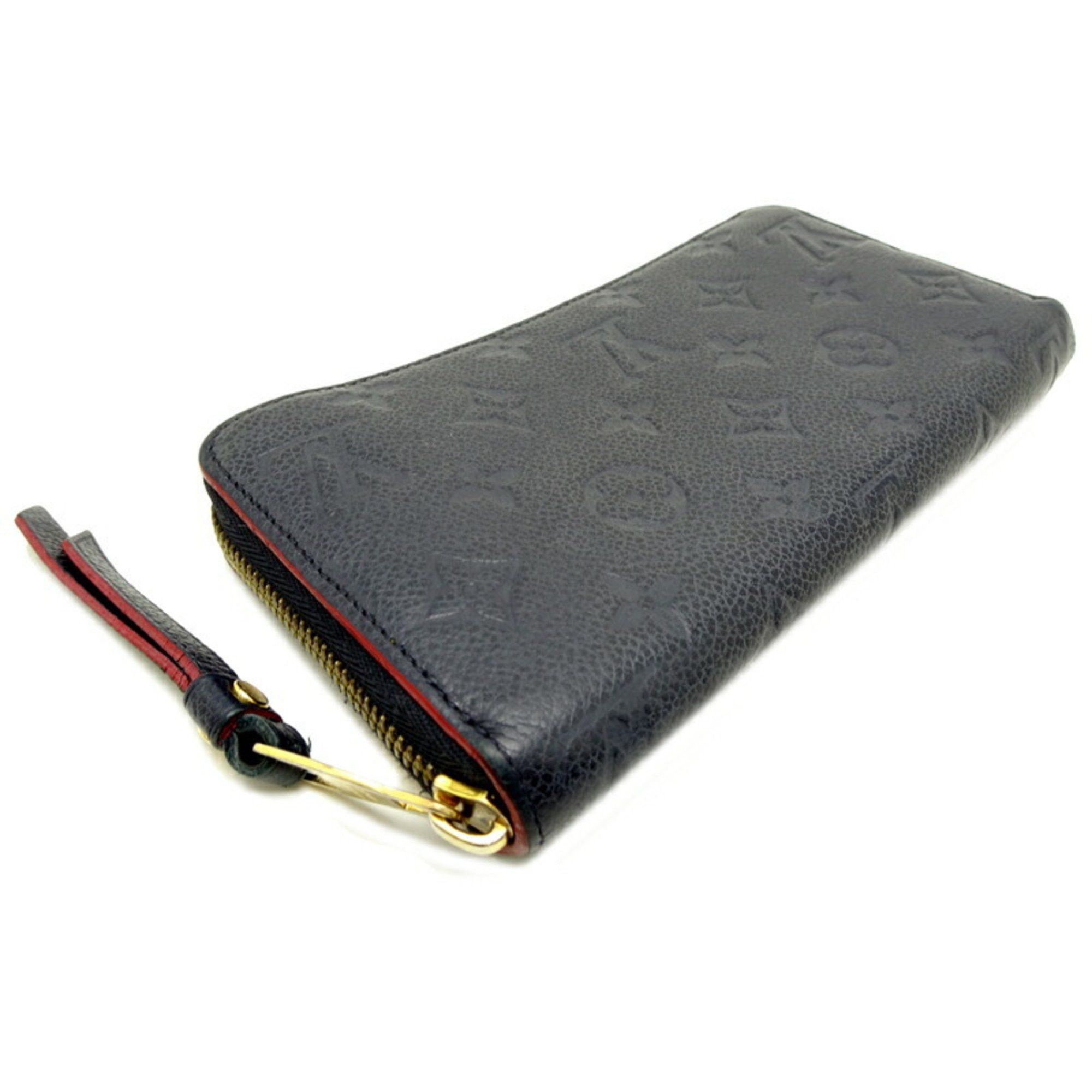 Louis Vuitton Zippy Wallet Women's Long M62121 Monogram Empreinte Marine Rouge (Navy)