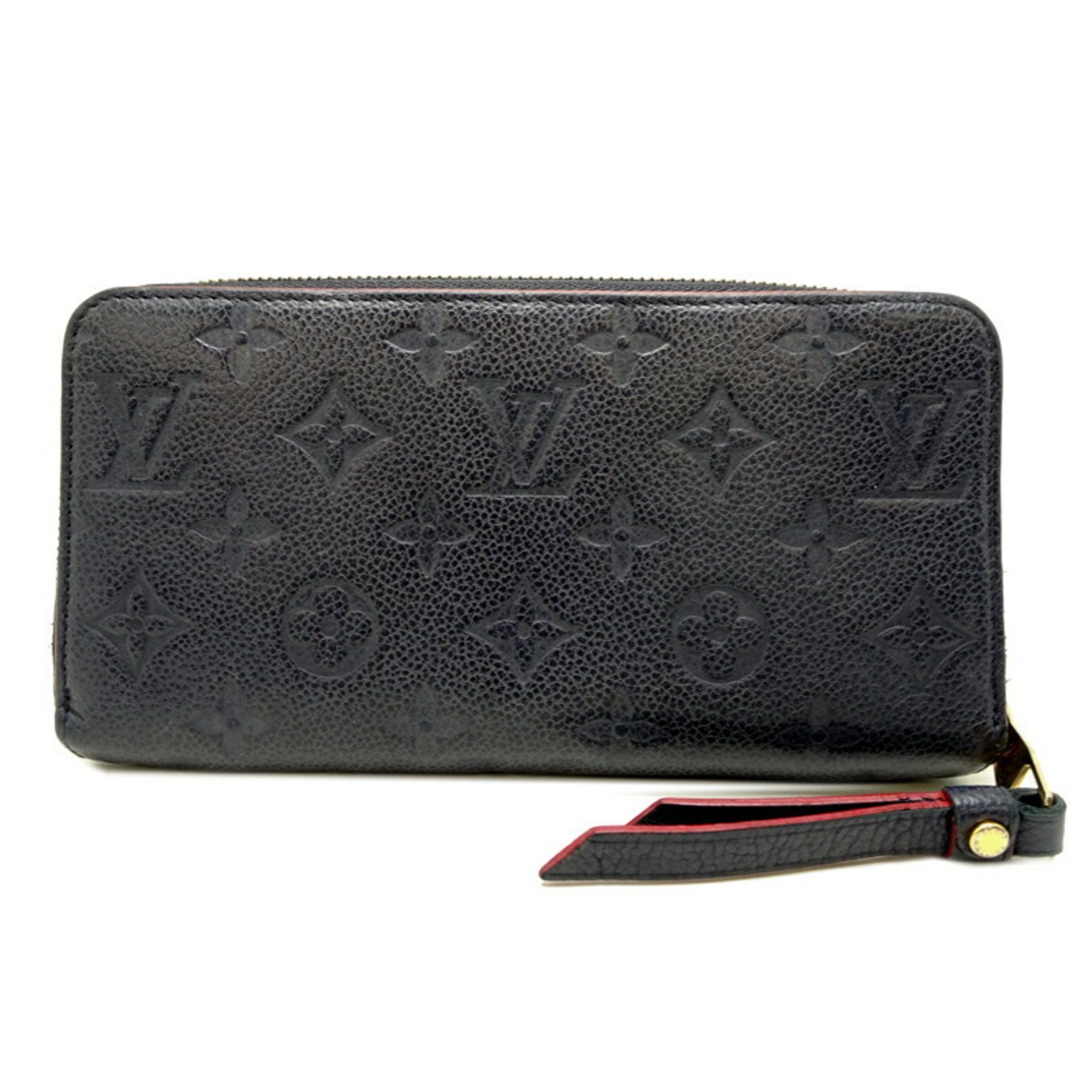 Louis Vuitton Zippy Wallet Women's Long M62121 Monogram Empreinte Marine Rouge (Navy)