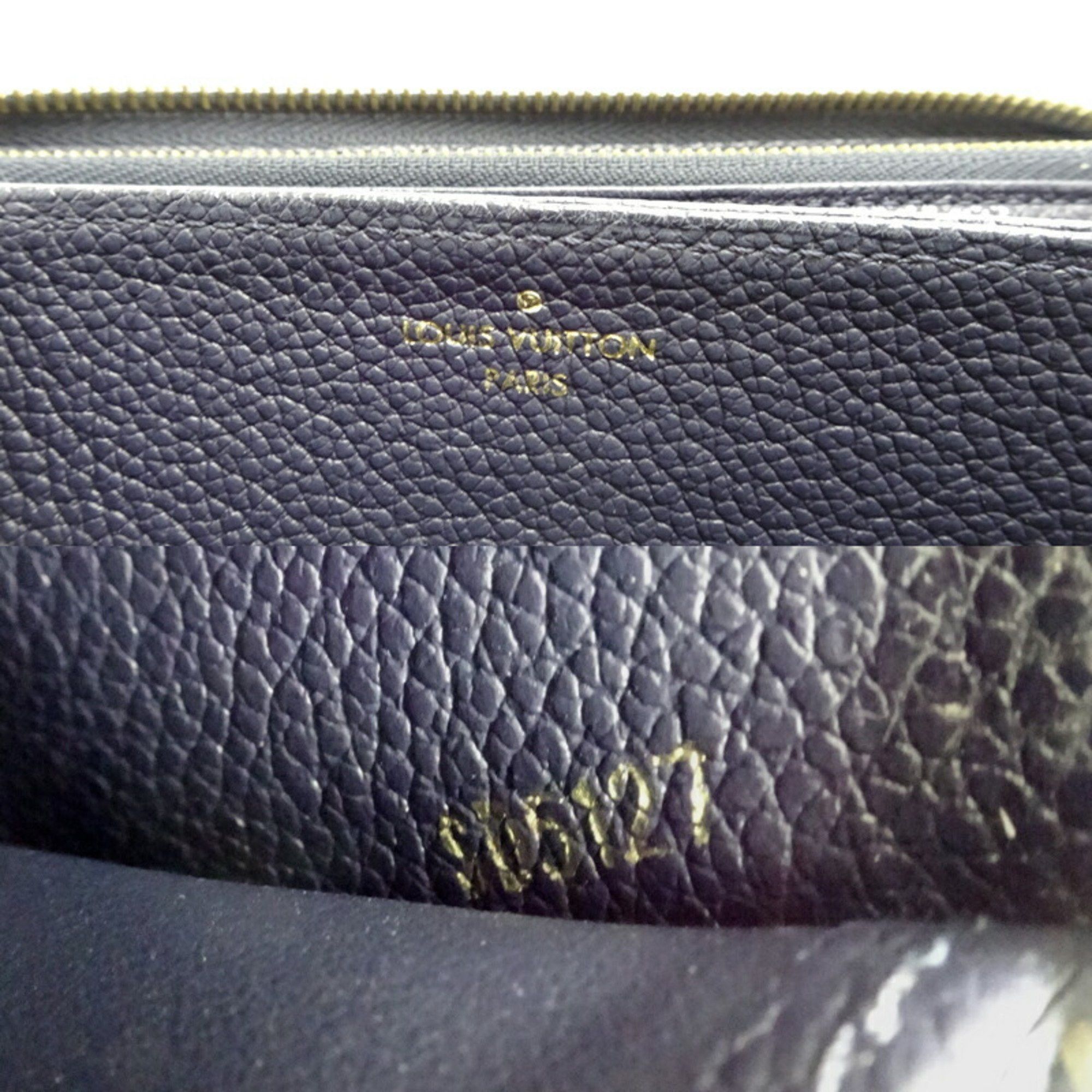 Louis Vuitton Zippy Wallet Women's Long M62121 Monogram Empreinte Marine Rouge (Navy)