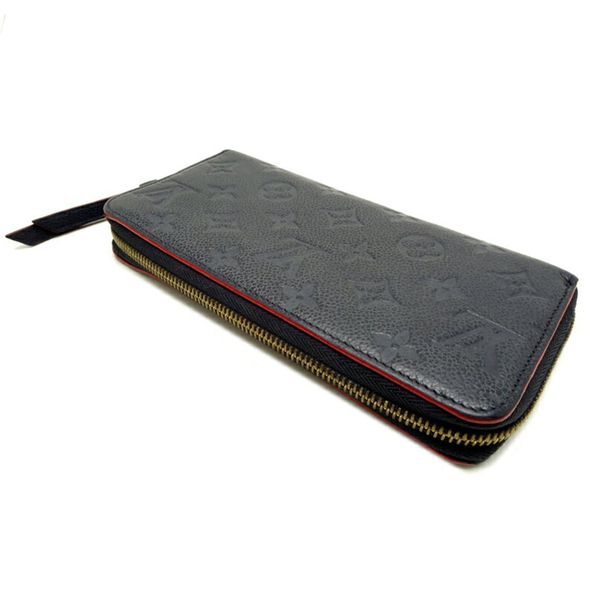 Louis Vuitton Zippy Wallet Women's Long M62121 Monogram Empreinte Marine Rouge (Navy)