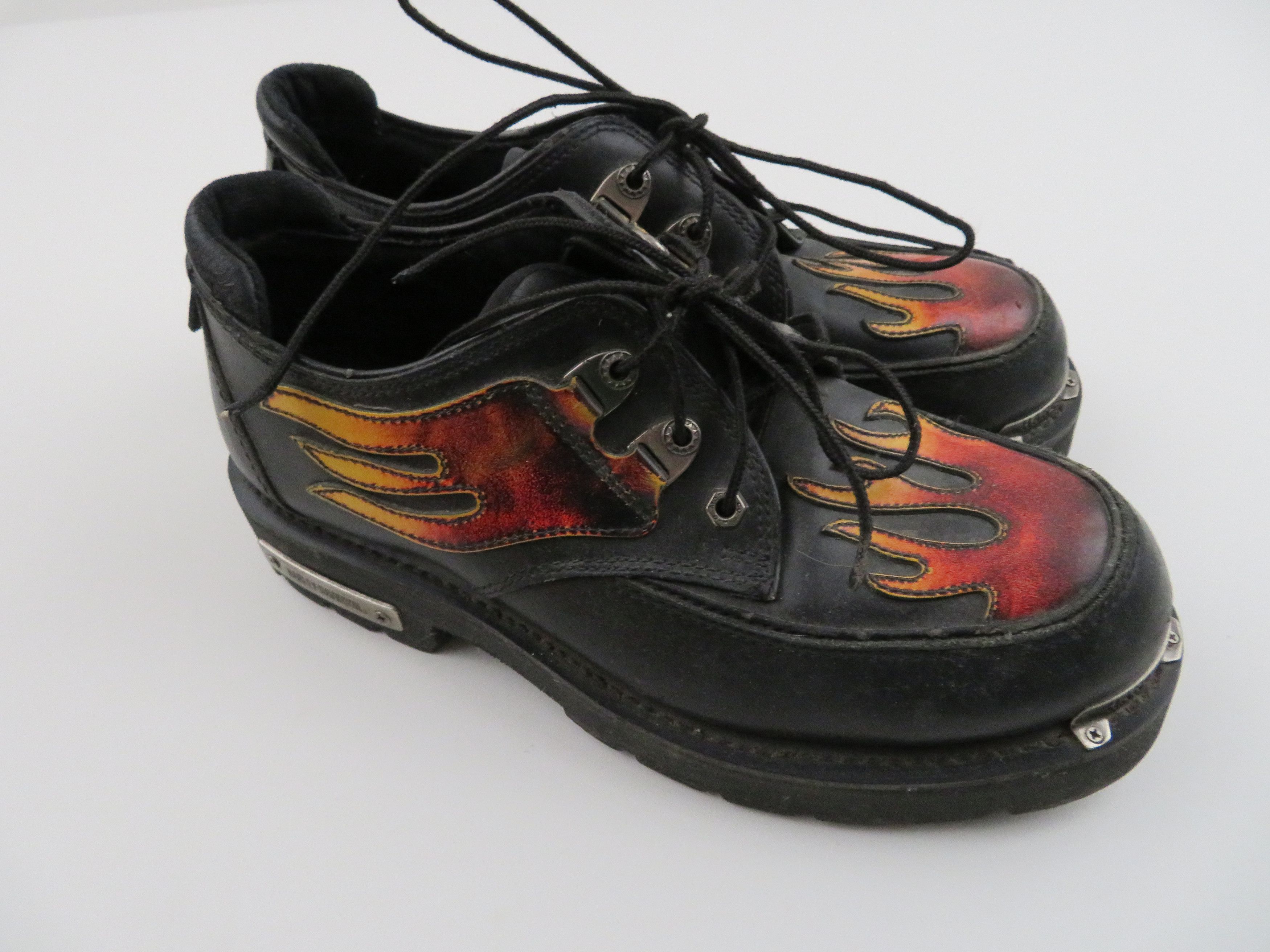 Vintage Harley-Davidson Motorcycle Flame Logo Boots “Black” Flaming Side Lace Up Leather Harley Davidson Motorcycle  main image 2