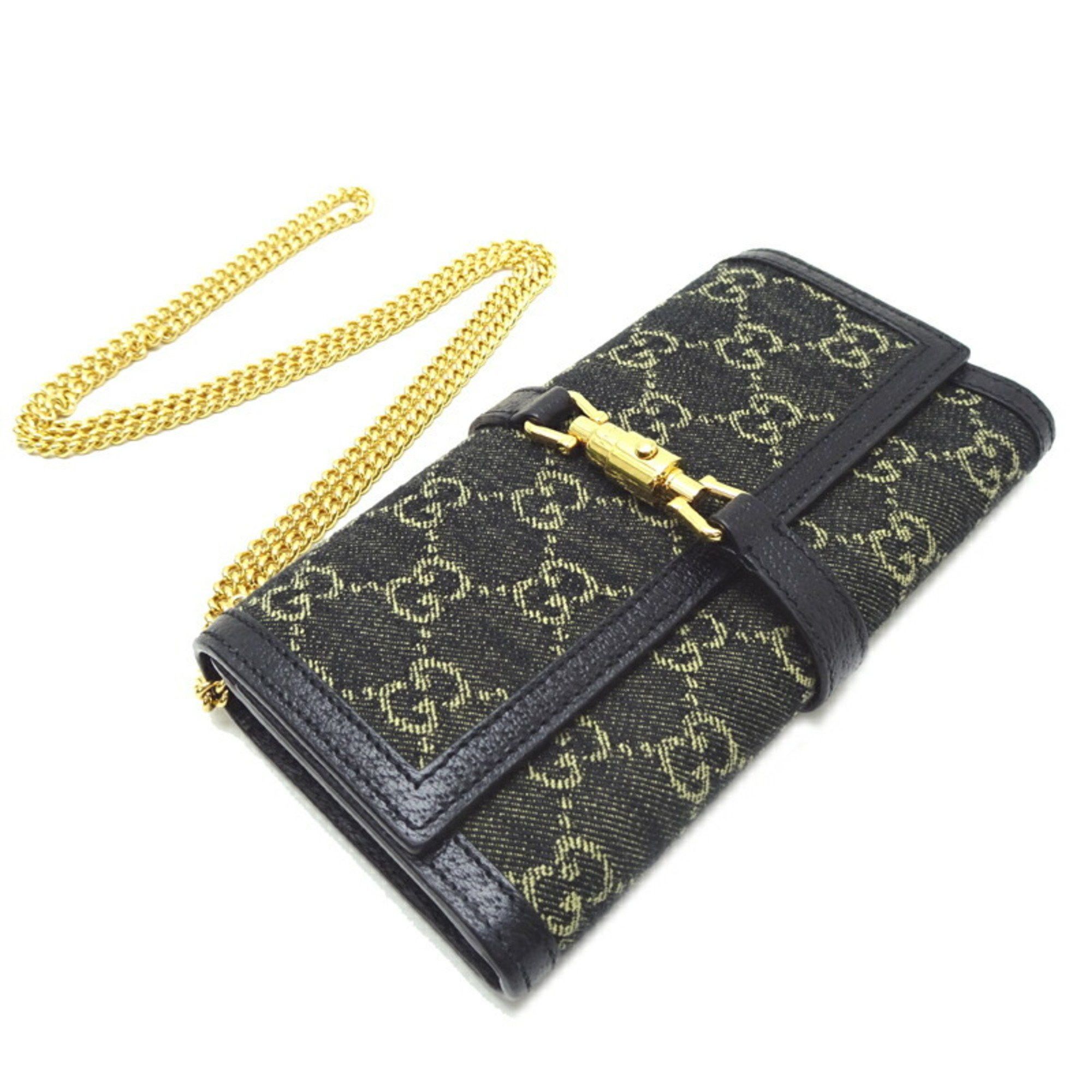 Gucci Gucci Jackie 1961 Chain Wallet, Women's, 652681, GG Canvas, Black Size ONE SIZE - 3 Thumbnail