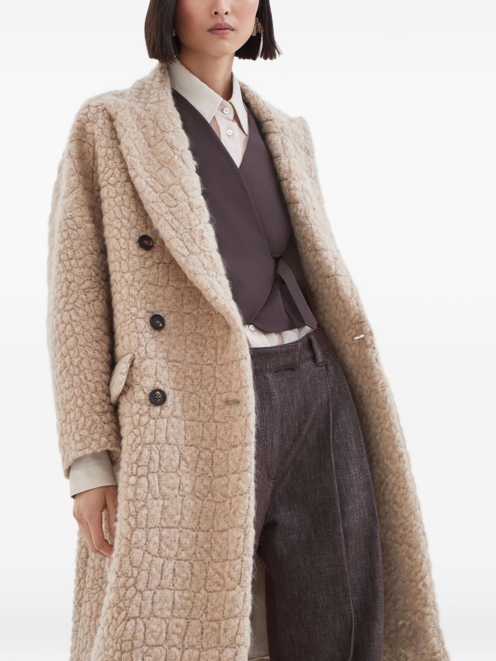 Brunello Cucinelli WOOL DOUBLE-BREASTED COAT Size M / US 6-8 / IT 42-44 - 3 Thumbnail