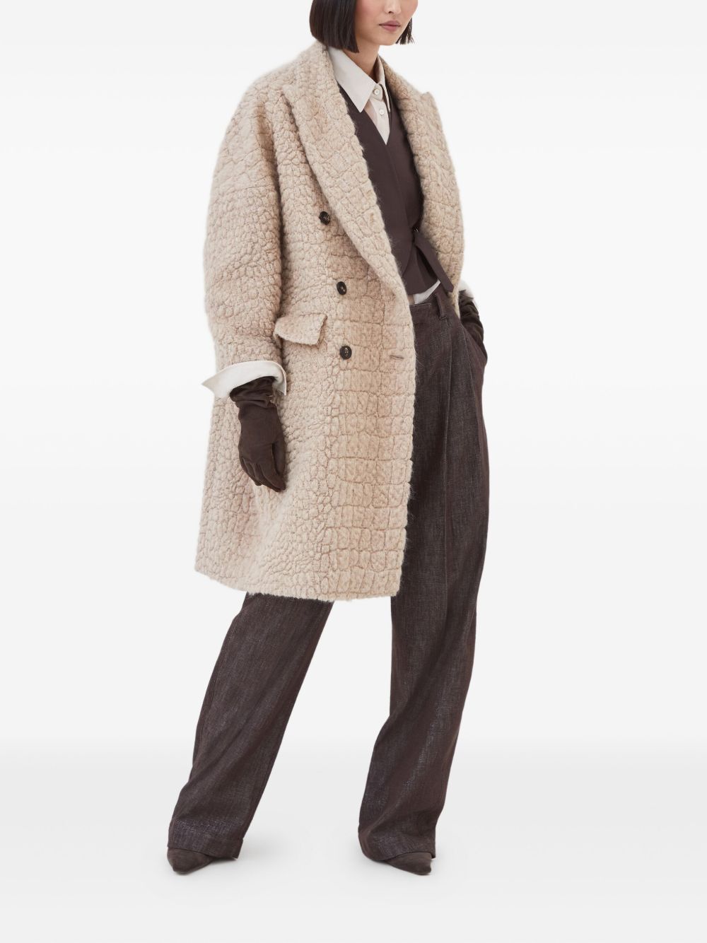 Brunello Cucinelli WOOL DOUBLE-BREASTED COAT Size M / US 6-8 / IT 42-44 - 4 Thumbnail