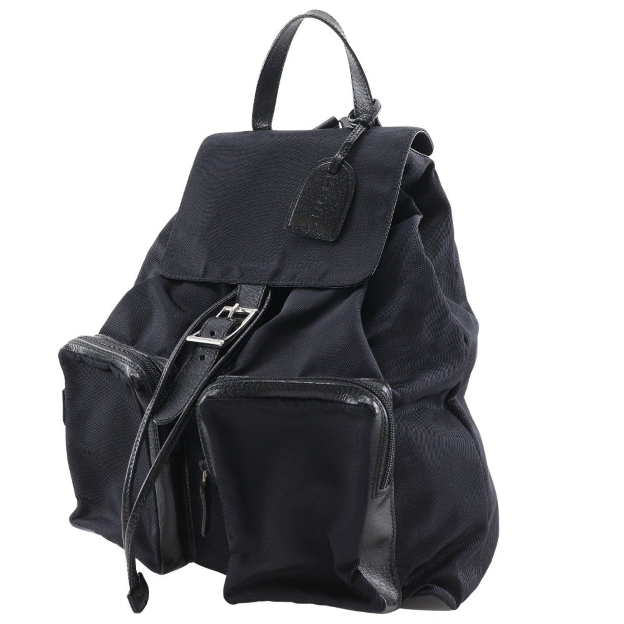 Gucci Gucci Backpack/Daypack 019.2058.0173.5 Nylon Canvas and Leather Black 2-Way with Belt Clasp, Women's I171625005 Size ONE SIZE - 2 Thumbnail