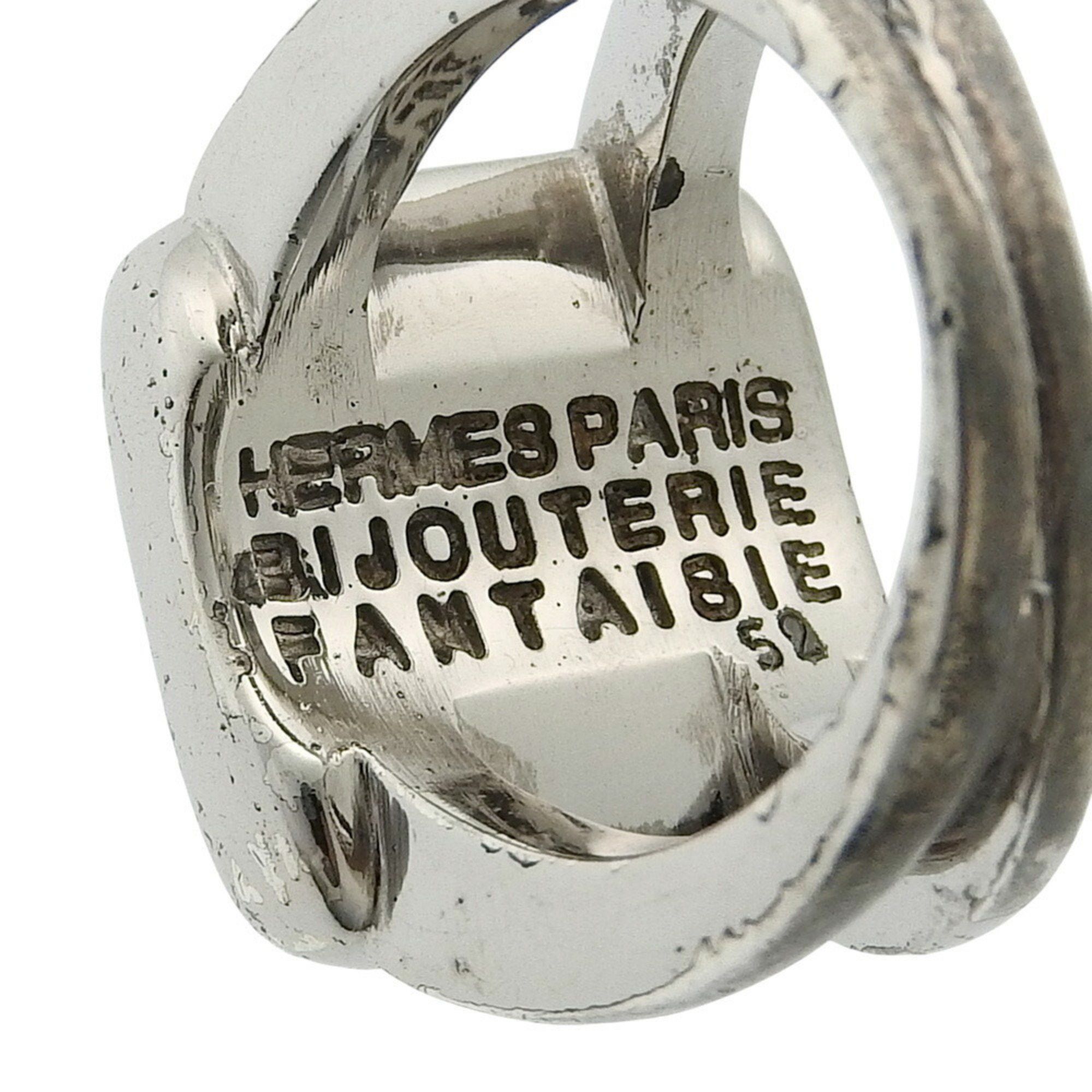 Hermes Hermes Hermès Corozo Series Ring, Size 11, BIJOUTERIE FANTAISIE with Shell, Silver, Approx. 10.4g, Women's, G152225003 Size ONE SIZE - 6 Thumbnail