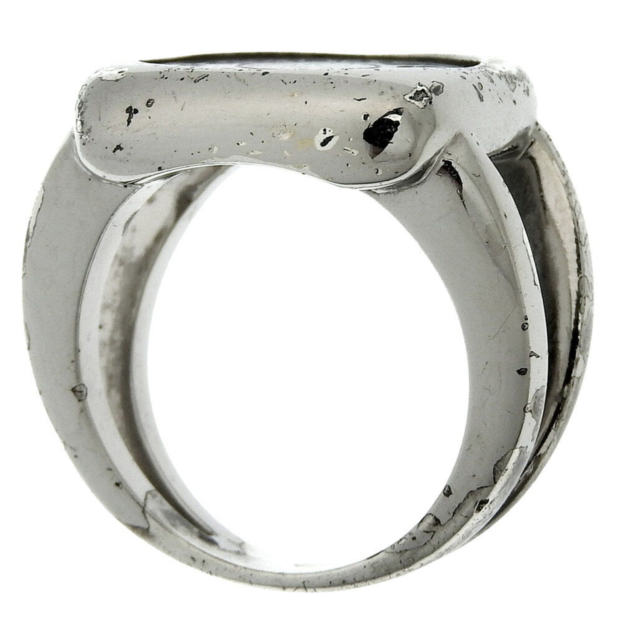 Hermes Hermes Hermès Corozo Series Ring, Size 11, BIJOUTERIE FANTAISIE with Shell, Silver, Approx. 10.4g, Women's, G152225003 Size ONE SIZE - 3 Thumbnail