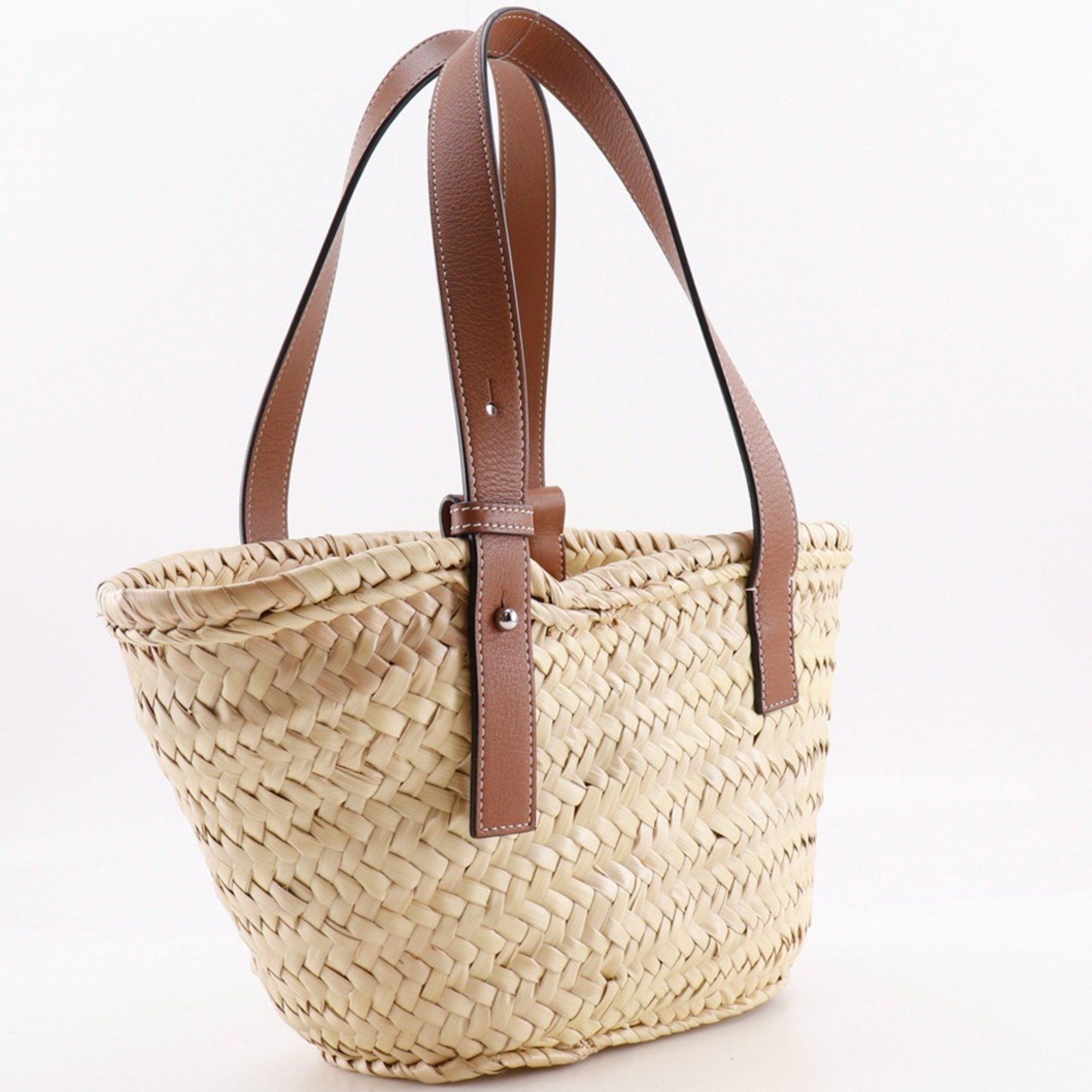 Loewe LOEWE Basket Bag, Small Tote Raffia and Leather, Brown, A5, Women's, I171625109 Size ONE SIZE - 3 Thumbnail