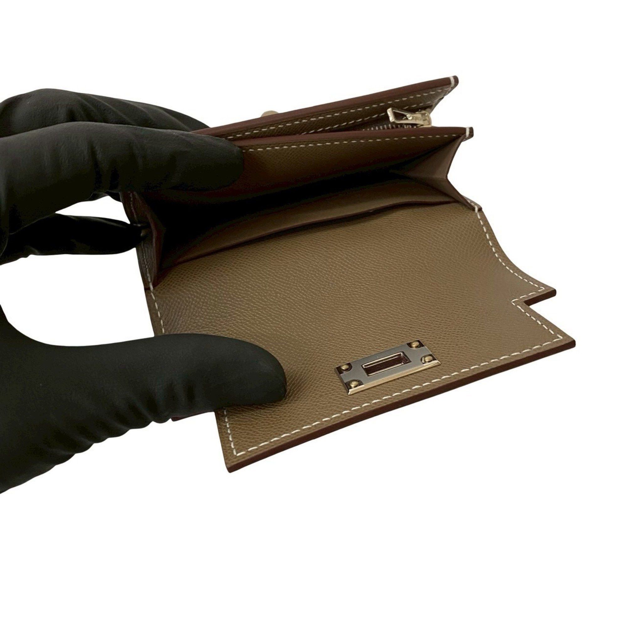 Hermes HERMES Kelly Pocket Slim Wallet, Veau Madame Leather, Etoupe, 36351 Size ONE SIZE - 8 Thumbnail