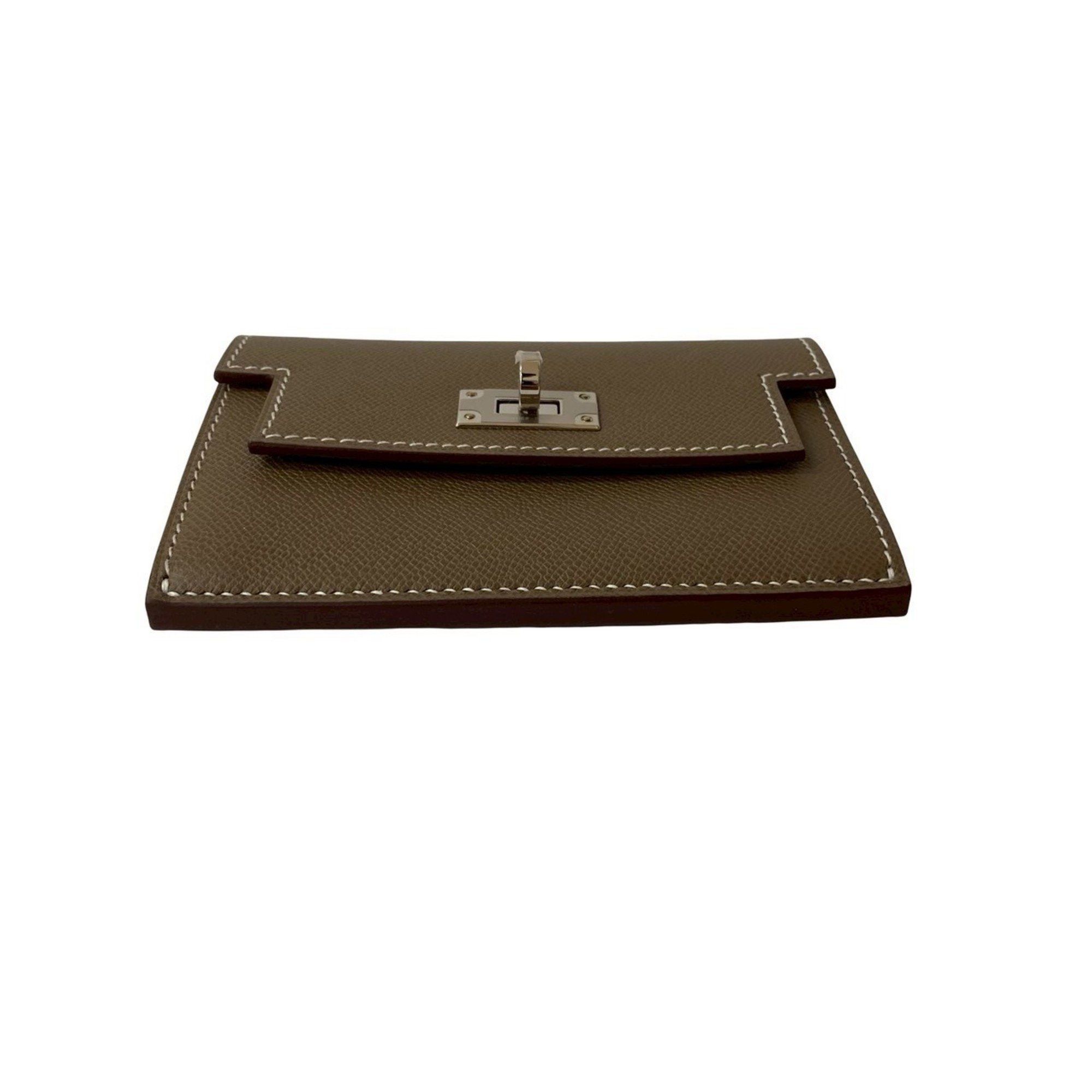 Hermes HERMES Kelly Pocket Slim Wallet, Veau Madame Leather, Etoupe, 36351 Size ONE SIZE - 6 Thumbnail