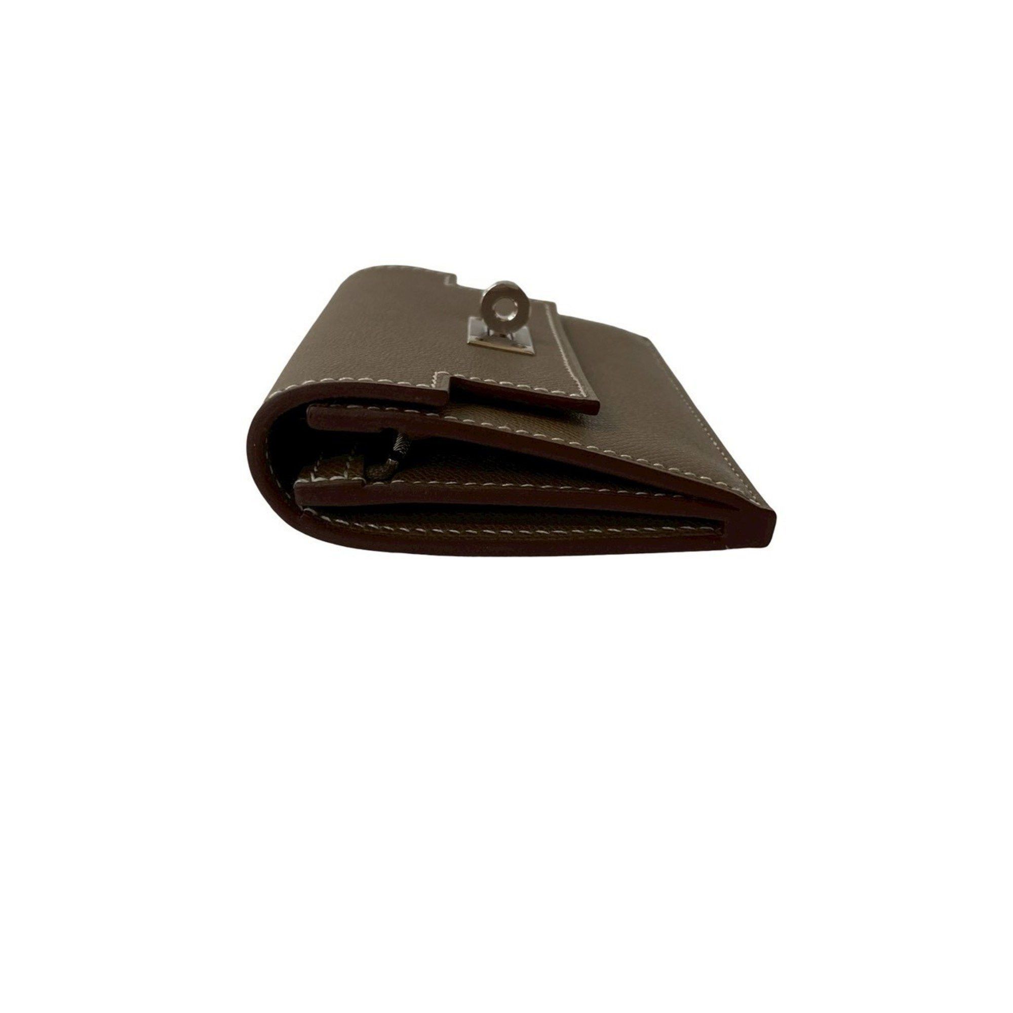 Hermes HERMES Kelly Pocket Slim Wallet, Veau Madame Leather, Etoupe, 36351 Size ONE SIZE - 4 Thumbnail