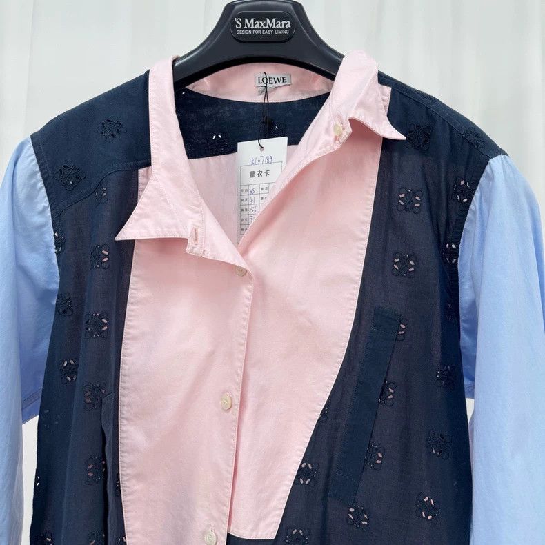 Loewe Loewe Colorblock Logo Embroidered Shirt - dmc Size US XS / EU 42 / 0 - 3 Thumbnail