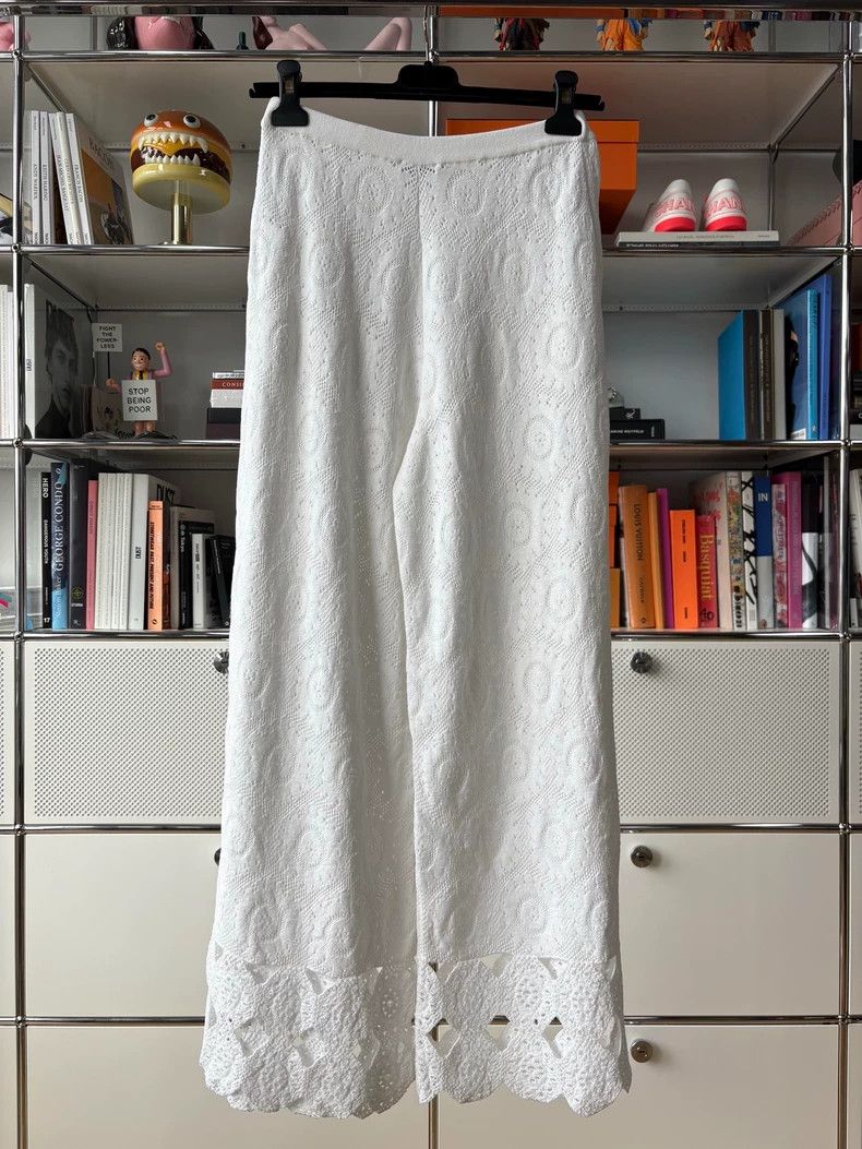 Chanel Chanel White Crochet Wide-Leg Pants - dmc Size US 36 / EU 52 - 3 Thumbnail