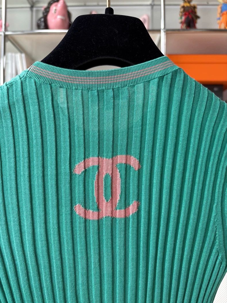 Chanel Chanel Green Knit Short Sleeve Top - dmc Size US M / EU 48-50 / 2 - 4 Thumbnail