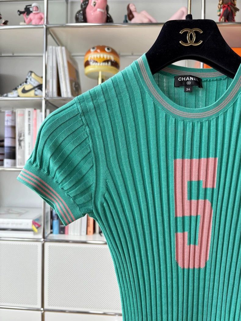 Chanel Chanel Green Knit Short Sleeve Top - dmc Size US M / EU 48-50 / 2 - 2 Thumbnail