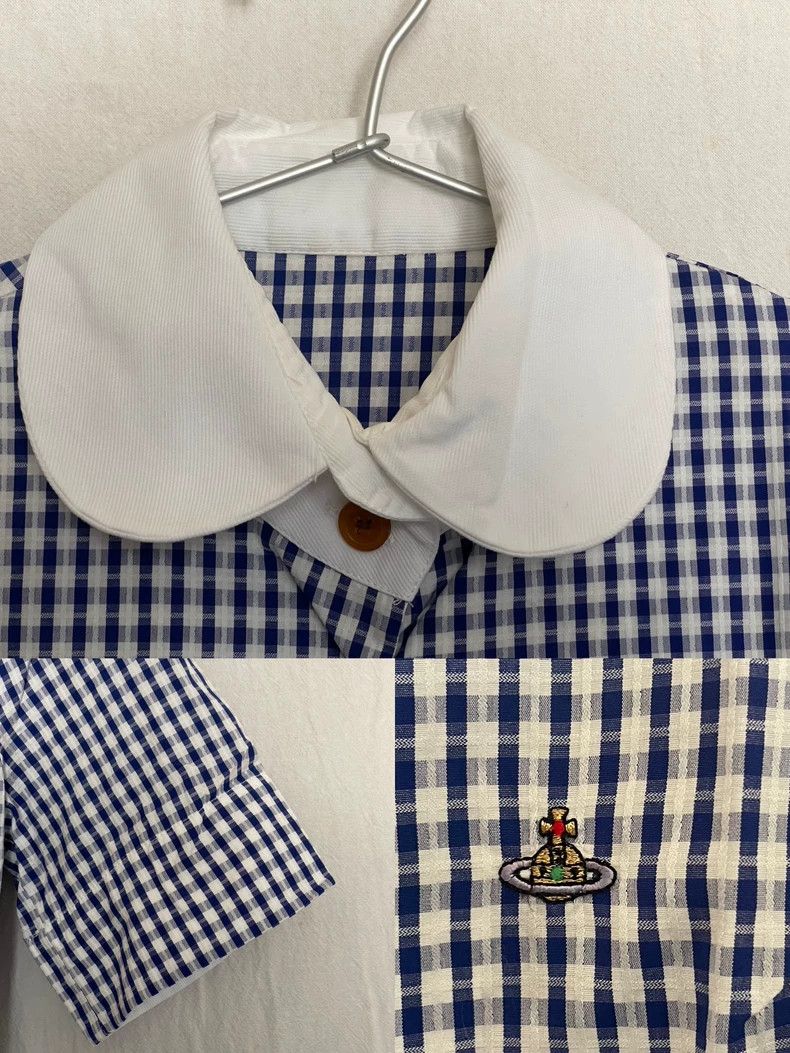 Vivienne Westwood Vivienne Westwood 1990s Blue White Check Dress - dmc Size US 31 - 7 Thumbnail