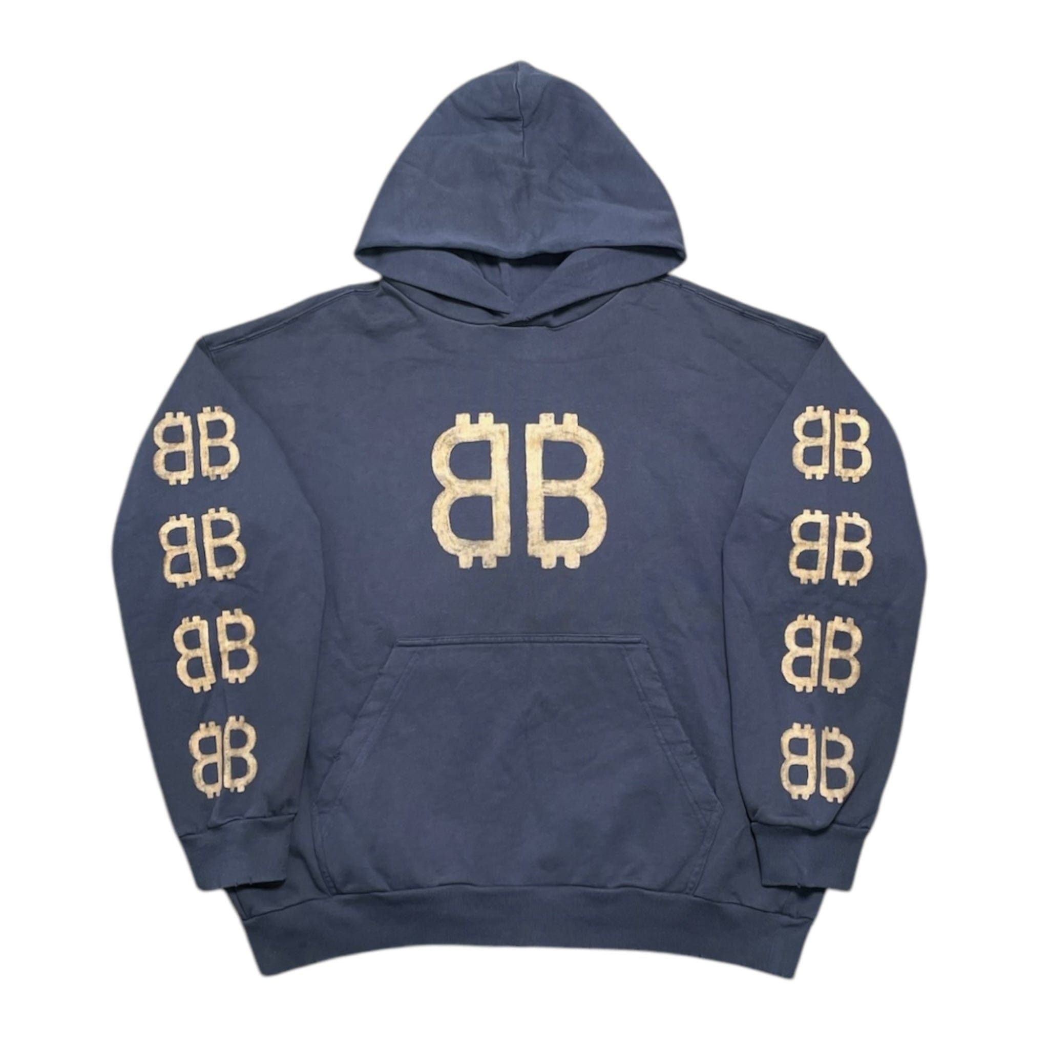 Balenciaga Crypto Monogram Hooded Sweatshirt Washed Blue | Grailed