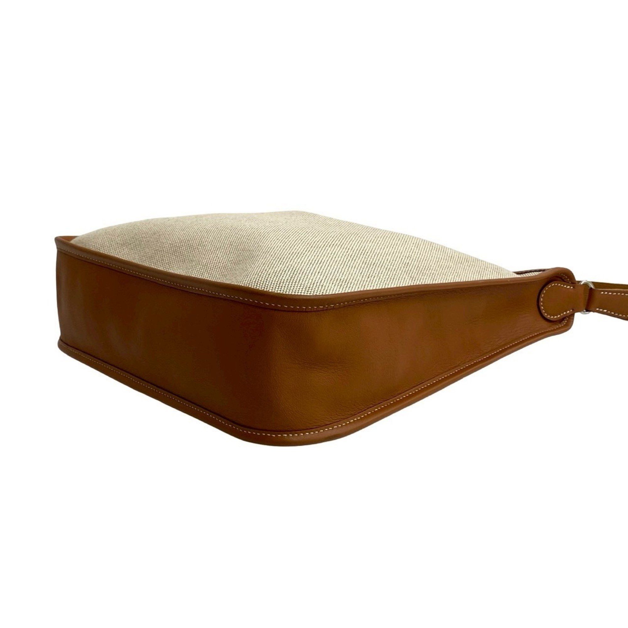 Hermes HERMES Vespa PM Toile H Buffle Leather Shoulder Bag in Ivory and Brown (20303) Size ONE SIZE - 8 Thumbnail