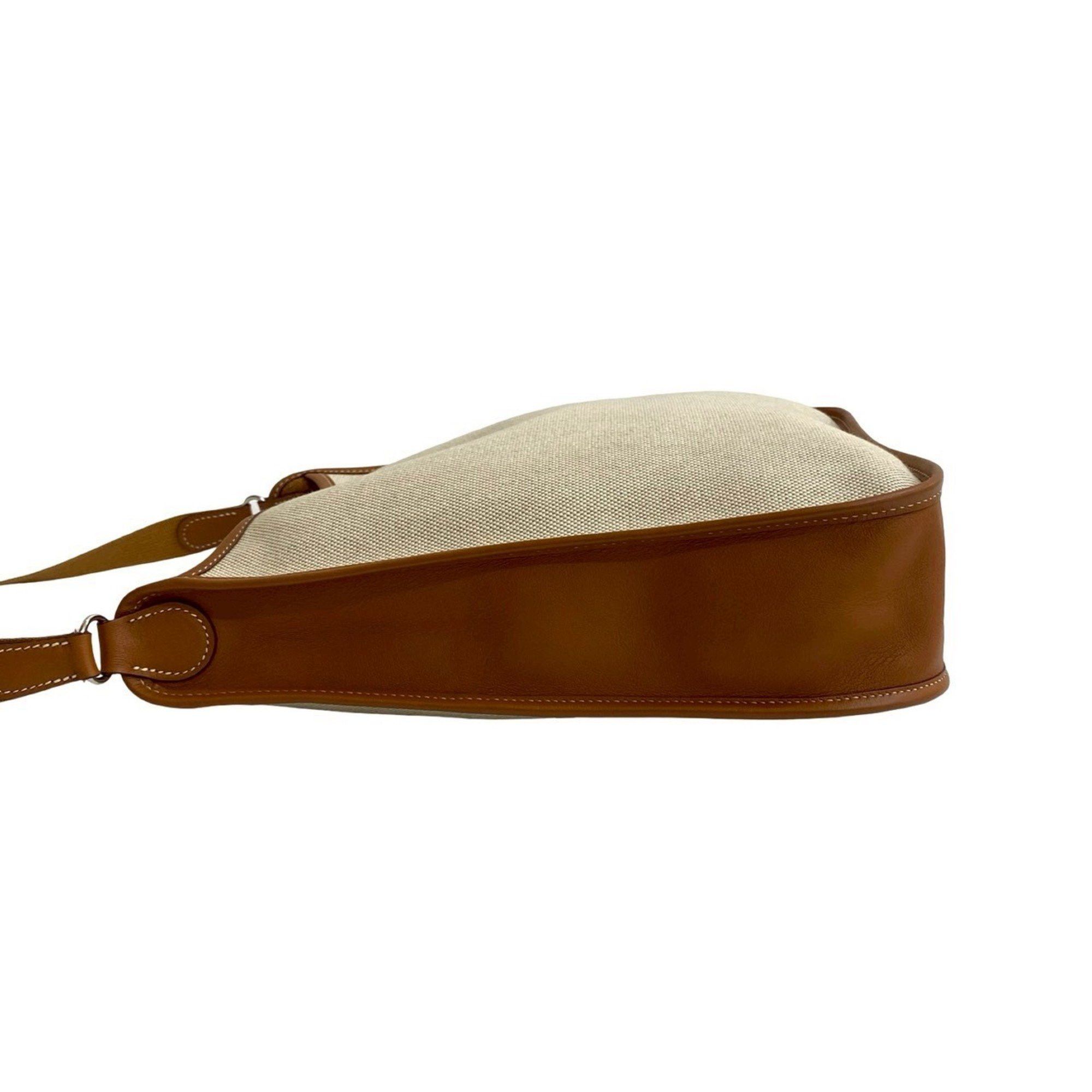 Hermes HERMES Vespa PM Toile H Buffle Leather Shoulder Bag in Ivory and Brown (20303) Size ONE SIZE - 5 Thumbnail