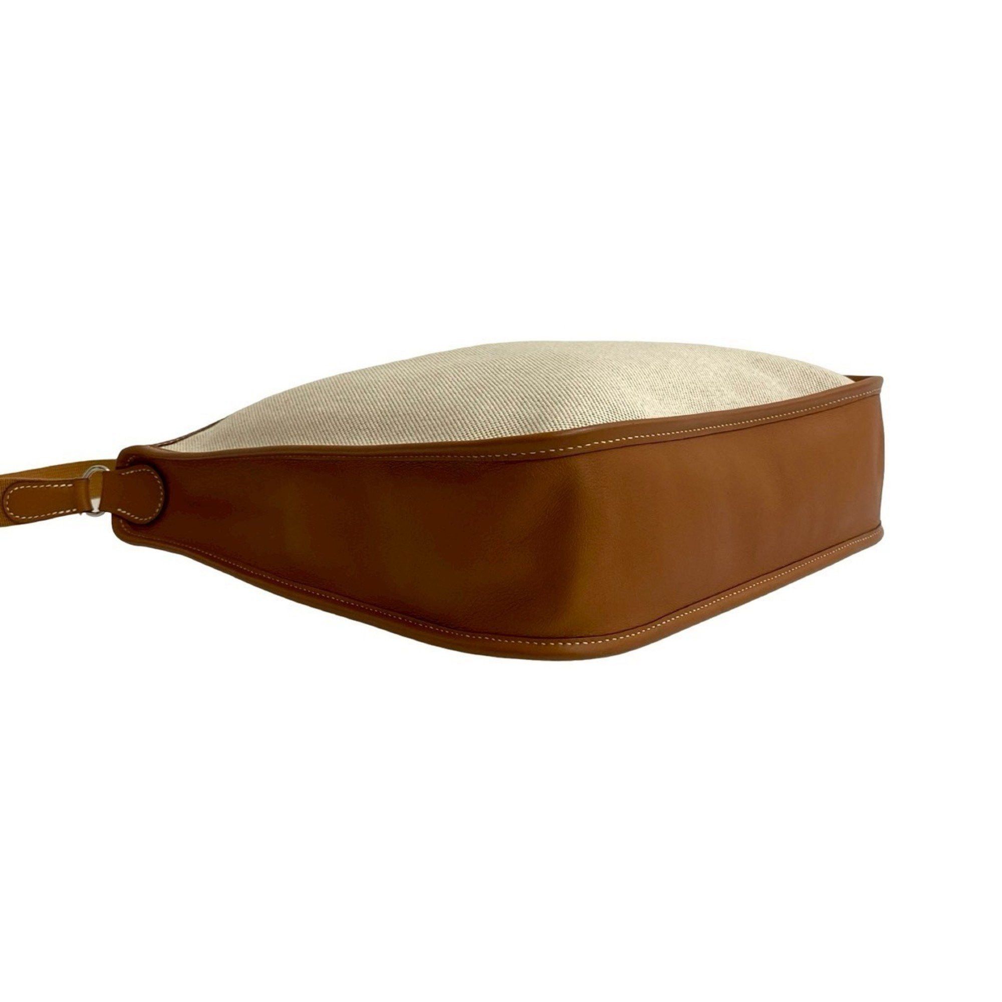 Hermes HERMES Vespa PM Toile H Buffle Leather Shoulder Bag in Ivory and Brown (20303) Size ONE SIZE - 7 Thumbnail