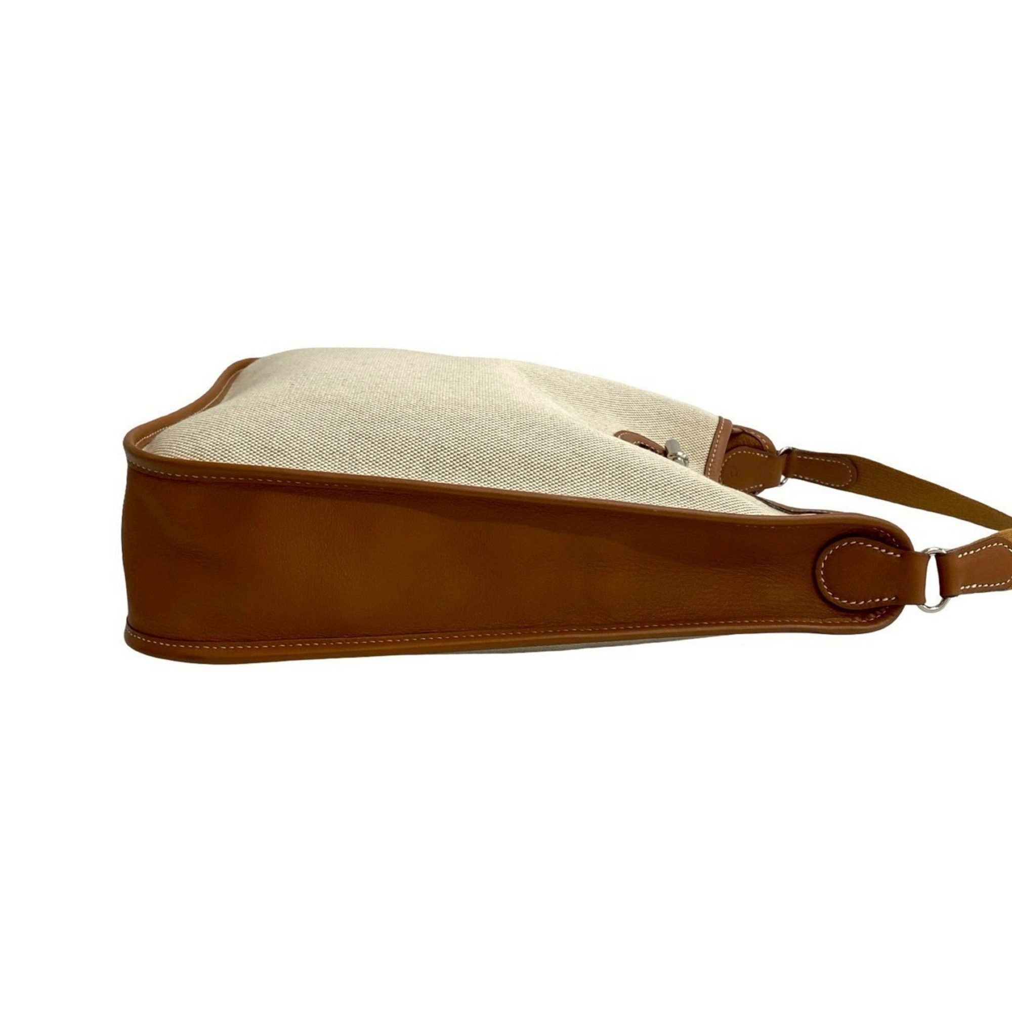 Hermes HERMES Vespa PM Toile H Buffle Leather Shoulder Bag in Ivory and Brown (20303) Size ONE SIZE - 6 Thumbnail