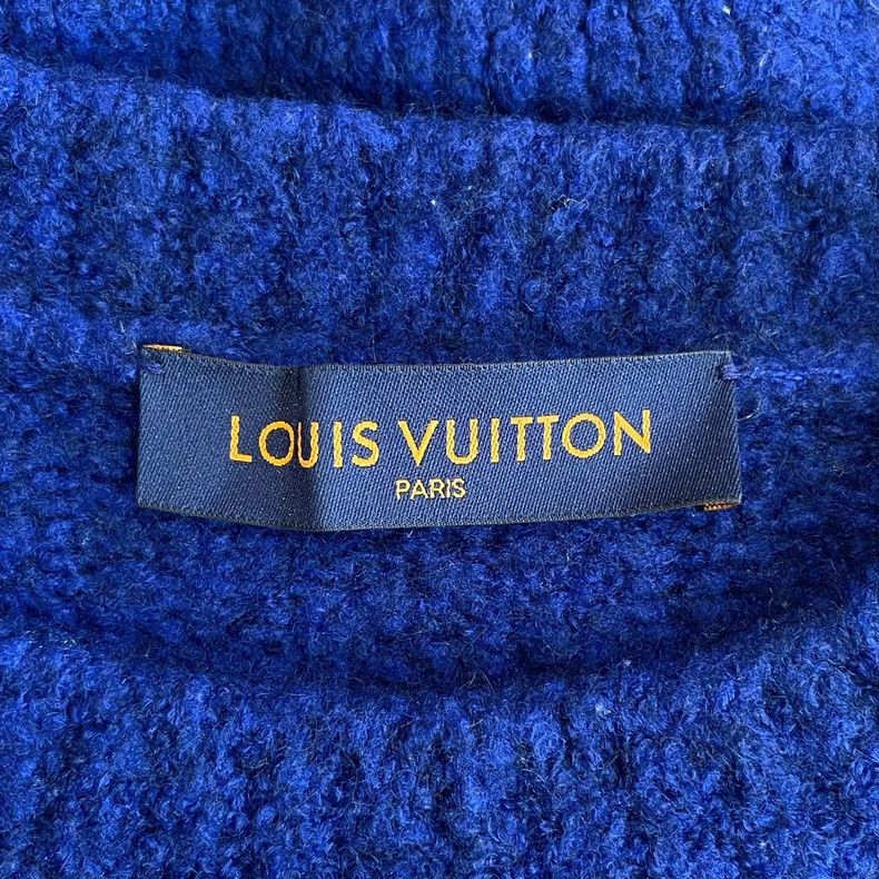 Louis Vuitton Louis Vuitton Blue Wool Sweater with LV Logo - dmc Size US M / EU 48-50 / 2 - 5 Thumbnail