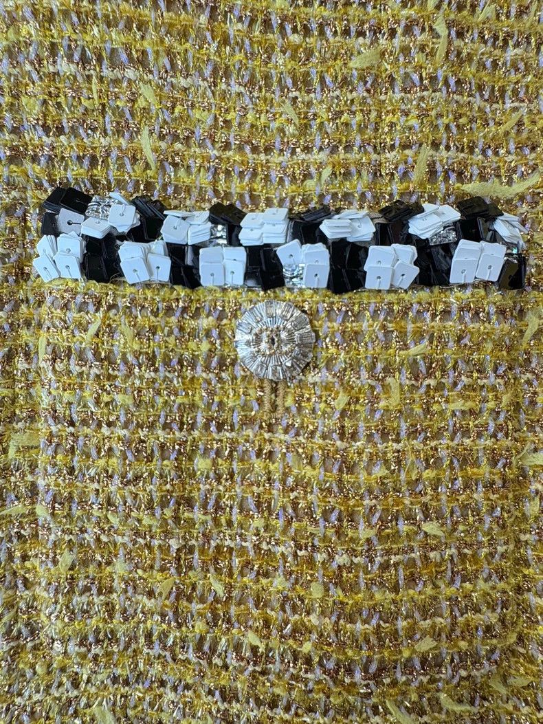 Chanel 23C Gold Diamond Button Knit Jacket - dmc