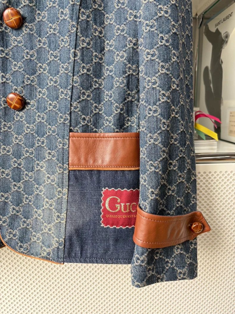 Gucci Gucci Denim Monogram Blazer Jacket - dmc Size US L / EU 52-54 / 3 - 3 Thumbnail