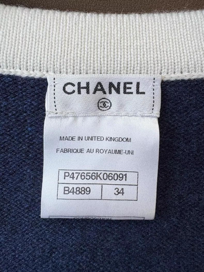 Chanel Chanel Blue White Cashmere Cardigan - dmc Size US XS / EU 42 / 0 - 7 Thumbnail