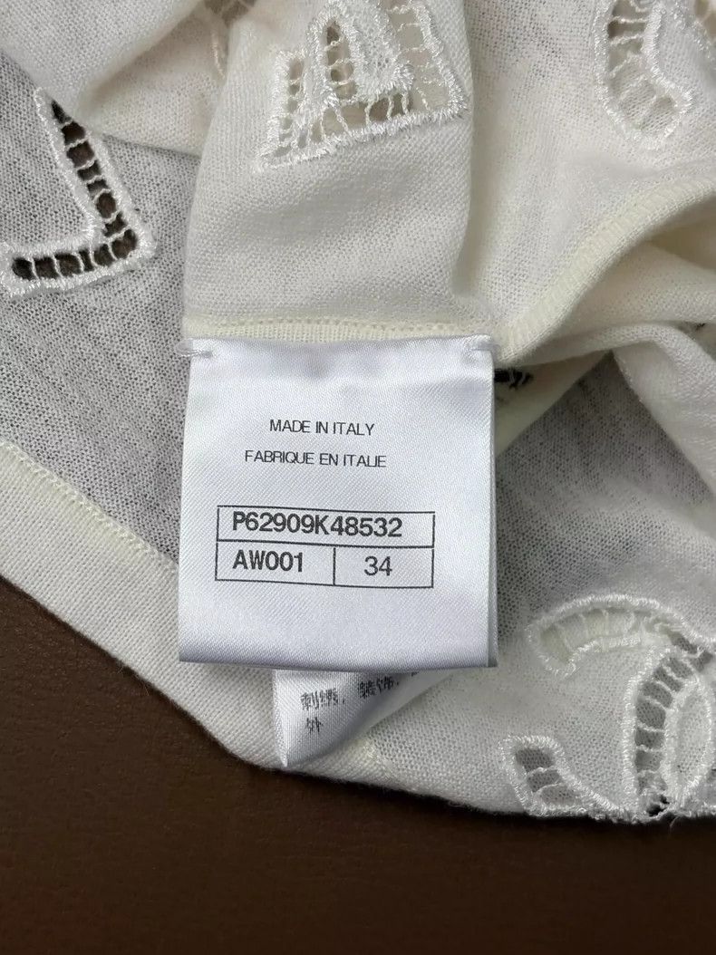 Chanel Chanel 20 Early Spring White Letter Logo Double C Hollow Short-Sleeve T-Shirt - dmc Size US XS / EU 42 / 0 - 7 Thumbnail