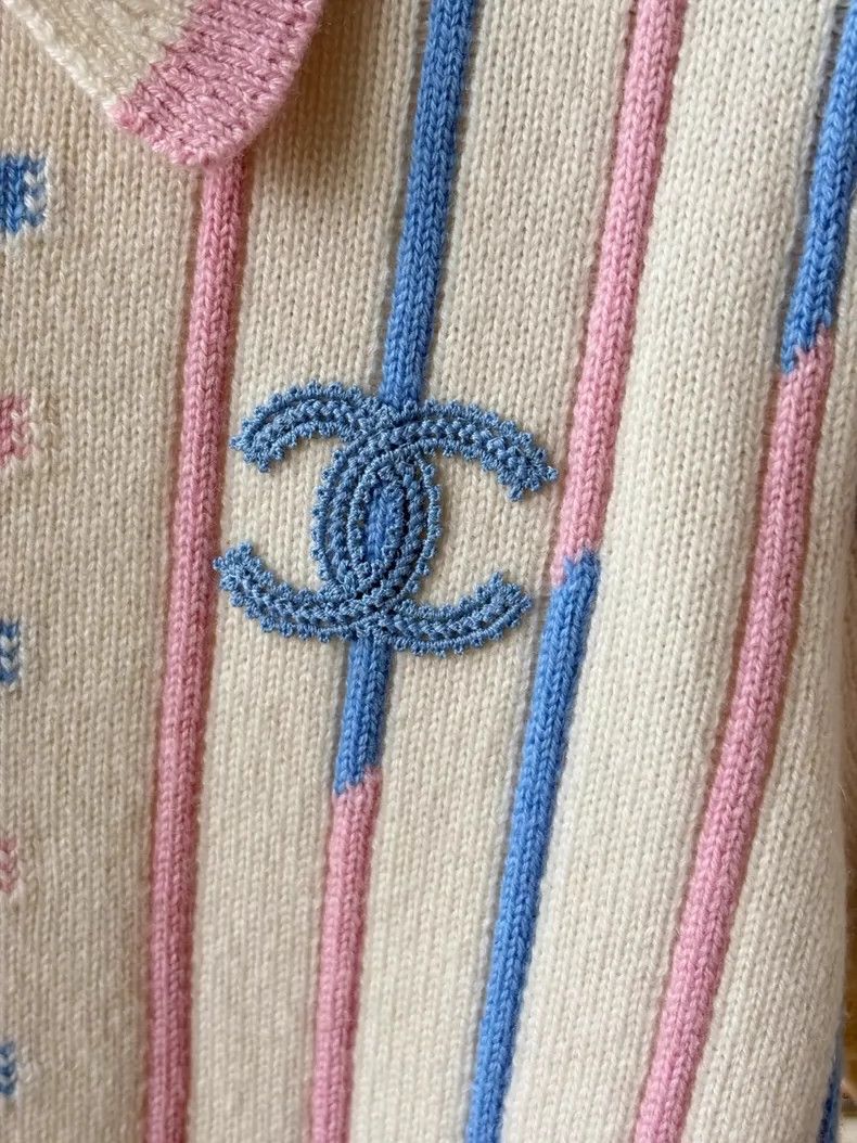 Chanel Chanel 23P Blue Pink Stripe Polo Top - dmc Size US XS / EU 42 / 0 - 4 Thumbnail