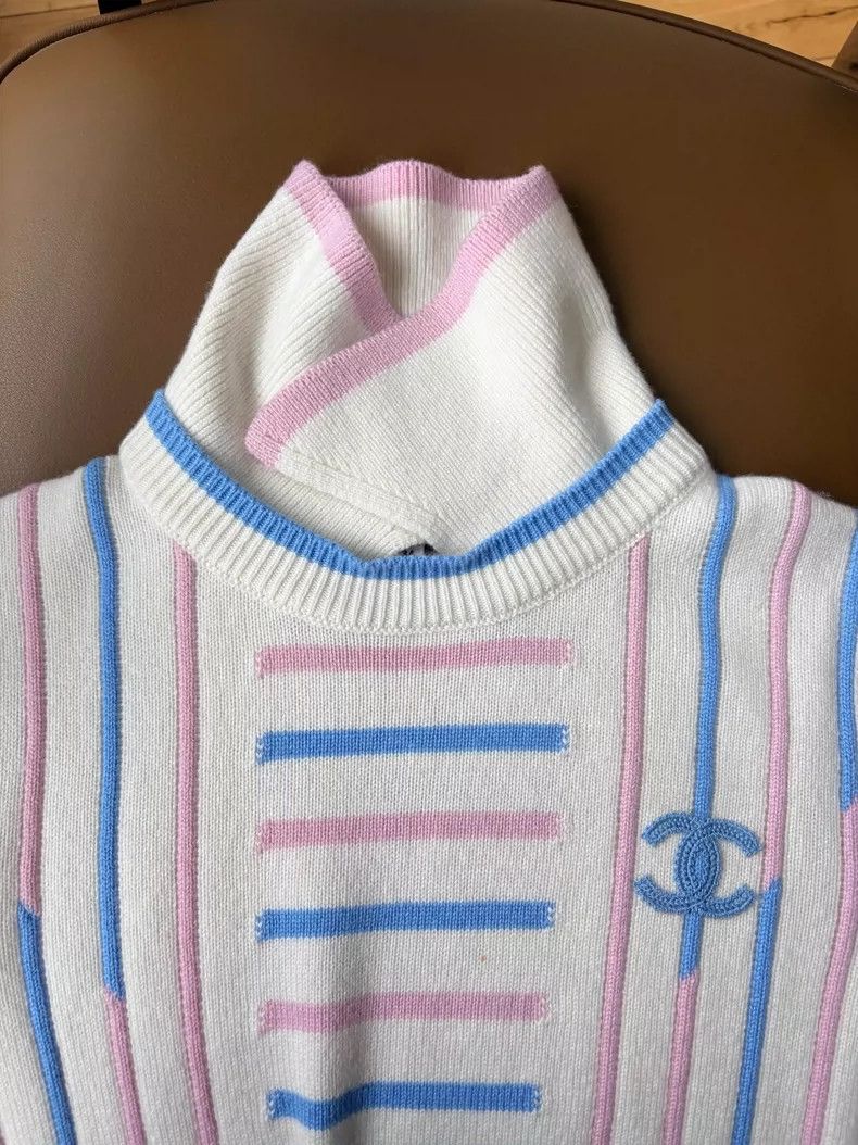 Chanel Chanel 23P Blue Pink Stripe Polo Top - dmc Size US XS / EU 42 / 0 - 5 Thumbnail
