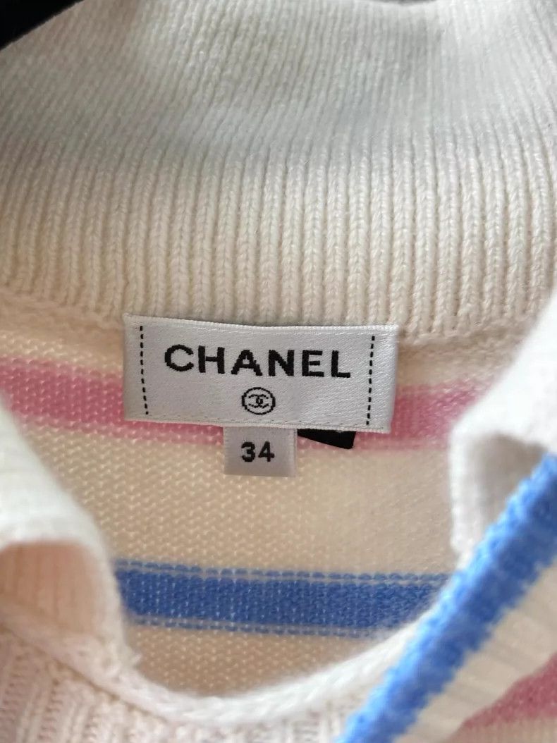 Chanel Chanel 23P Blue Pink Stripe Polo Top - dmc Size US XS / EU 42 / 0 - 7 Thumbnail