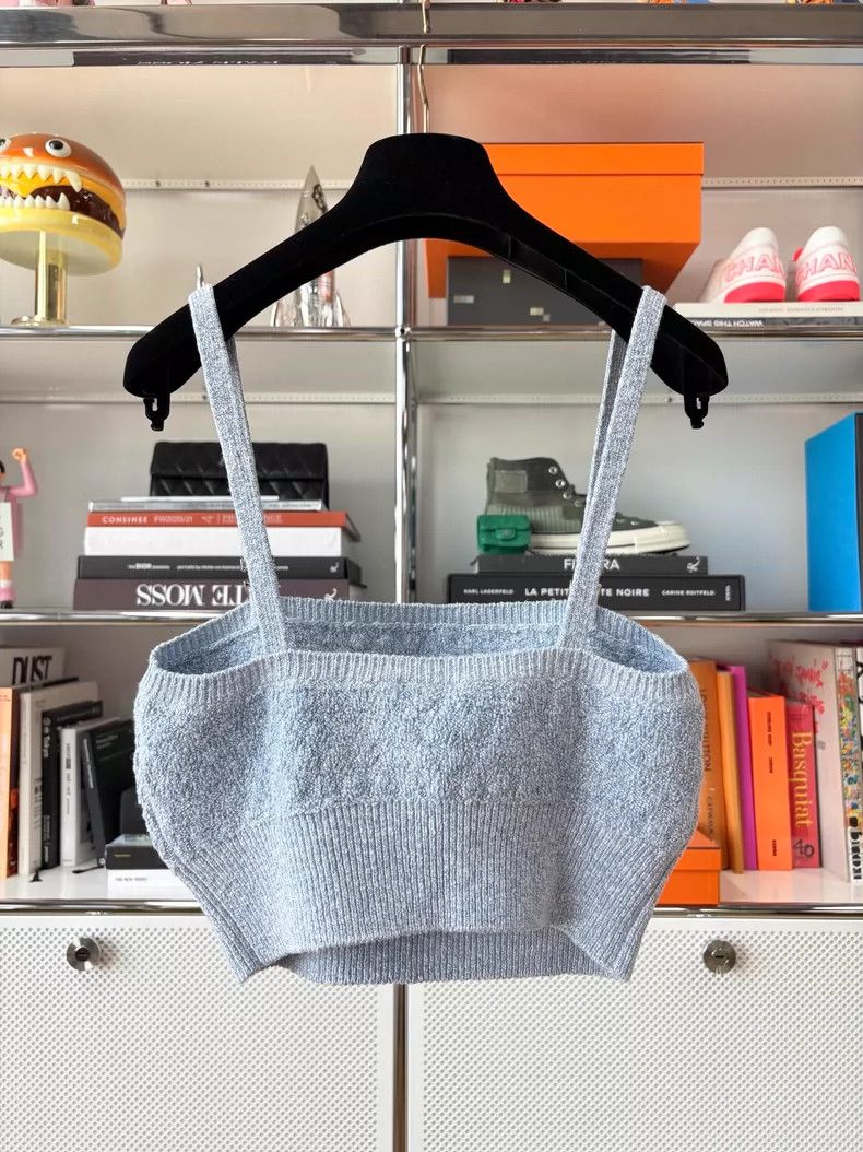 Chanel Chanel Blue Knit Camisole with CC Logo - dmc Size US M / EU 48-50 / 2 - 2 Thumbnail