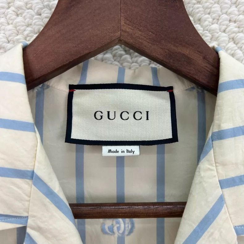 Gucci Gucci Striped Embroidered Logo Short Sleeve Shirt - dmc Size US L / EU 52-54 / 3 - 3 Thumbnail