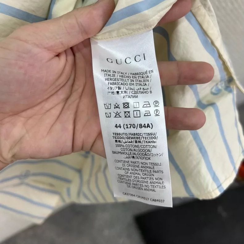 Gucci Gucci Striped Embroidered Logo Short Sleeve Shirt - dmc Size US L / EU 52-54 / 3 - 4 Thumbnail
