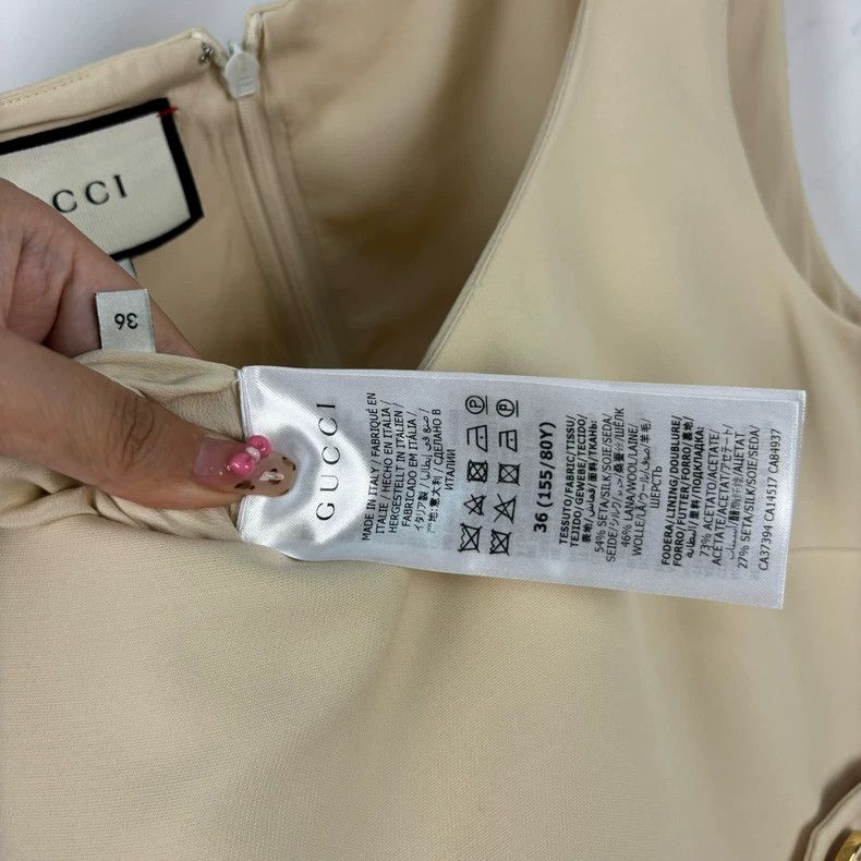 Gucci Gucci Beige Silk Sleeveless Dress - dmc Size US M / EU 48-50 / 2 - 4 Thumbnail