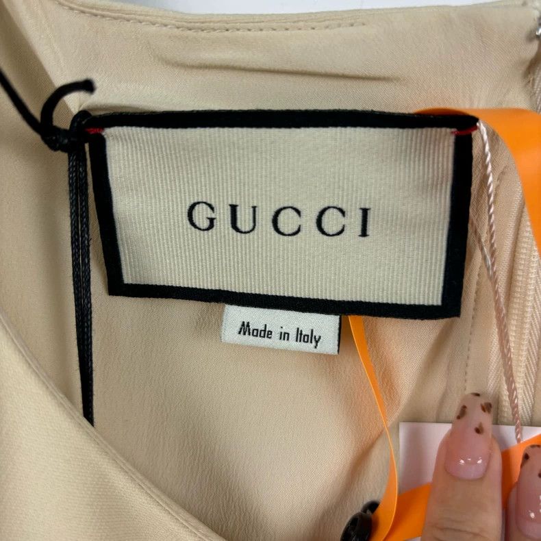 Gucci Gucci Beige Silk Sleeveless Dress - dmc Size US M / EU 48-50 / 2 - 2 Thumbnail