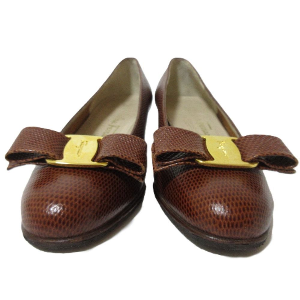 Salvatore Ferragamo Salvatore Ferragamo Salvatore Ferragamo Vara Ribbon Leather Lizard Embossed Pumps Leather Shoes DUTY FREE for USA Size ONE SIZE - 3 Thumbnail