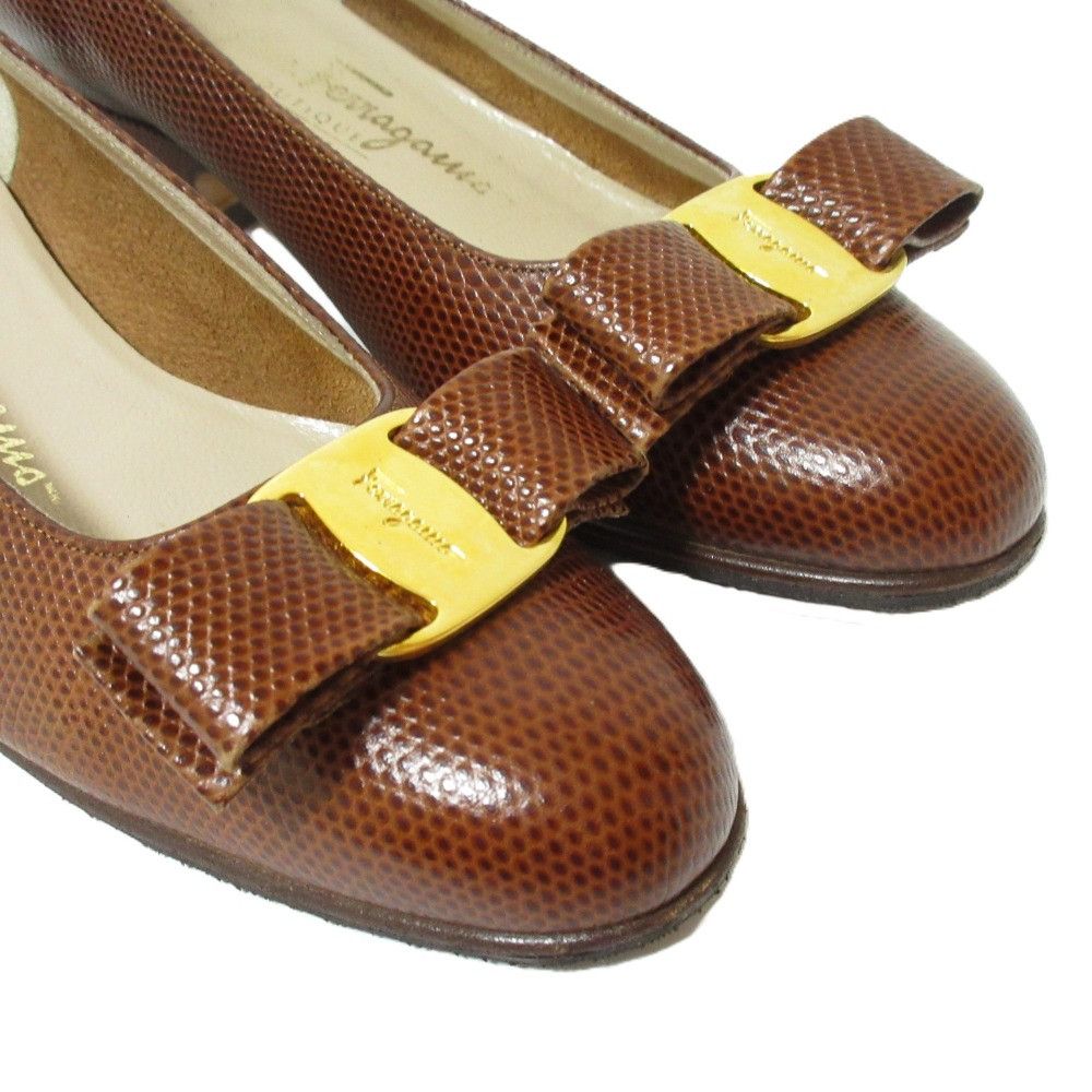 Salvatore Ferragamo Salvatore Ferragamo Salvatore Ferragamo Vara Ribbon Leather Lizard Embossed Pumps Leather Shoes DUTY FREE for USA Size ONE SIZE - 5 Thumbnail