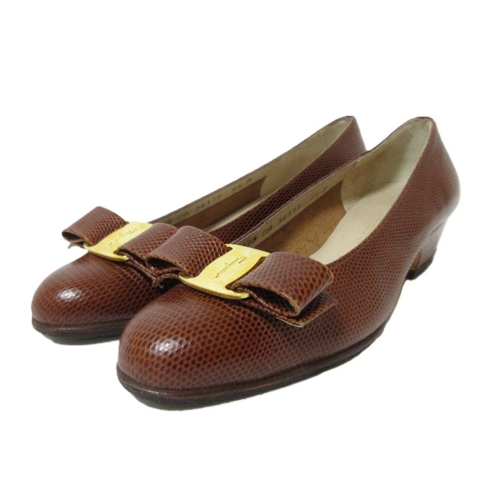 Salvatore Ferragamo Salvatore Ferragamo Salvatore Ferragamo Vara Ribbon Leather Lizard Embossed Pumps Leather Shoes DUTY FREE for USA Size ONE SIZE - 2 Thumbnail