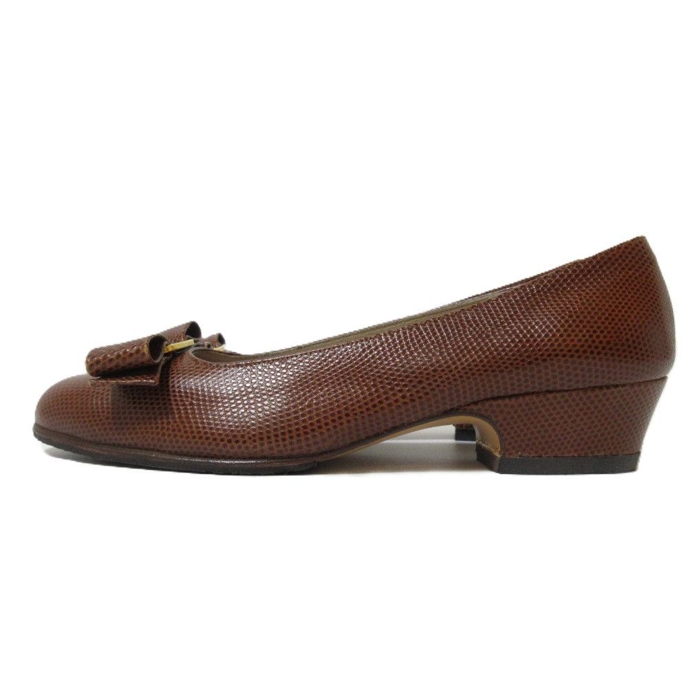 Salvatore Ferragamo Salvatore Ferragamo Salvatore Ferragamo Vara Ribbon Leather Lizard Embossed Pumps Leather Shoes DUTY FREE for USA Size ONE SIZE - 4 Thumbnail